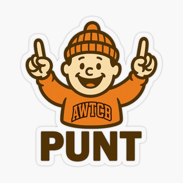 "And We're The Cleveland Browns - Punt" Sticker for Sale by KJCDigital