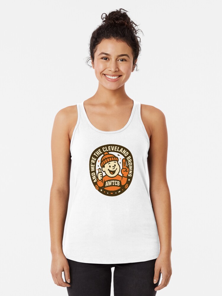 "And We're The Cleveland Browns - Seal" Racerback Tank Top - Image 4
