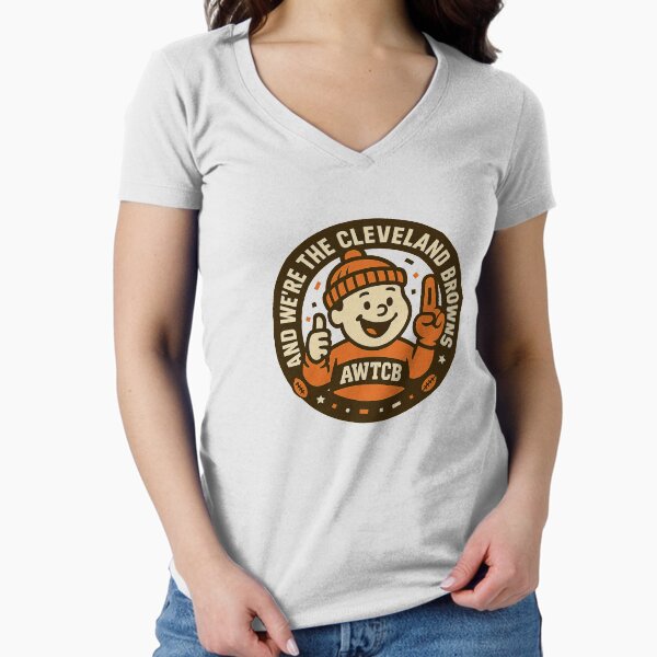 "And We're The Cleveland Browns - Seal" Fitted V-Neck T-Shirt 